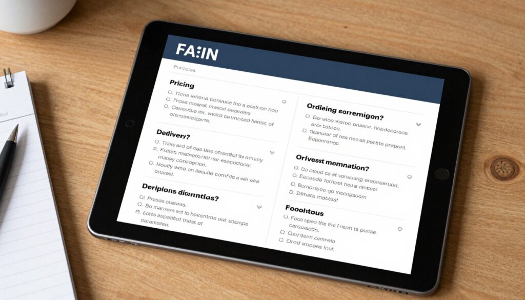 A collection of frequently asked questions about tiffin services displayed on a tablet, helpful when researching tiffin service near me A collection of frequently asked questions about tiffin services displayed on a tablet, helpful when researching tiffin service near me