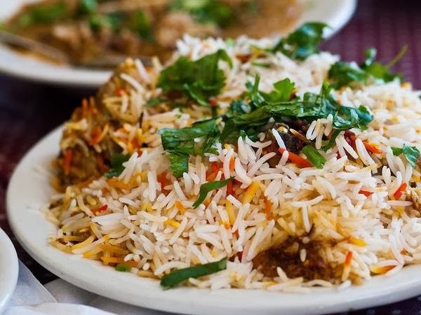 RR Biryani House Hyderabadi mutton biryani close-up