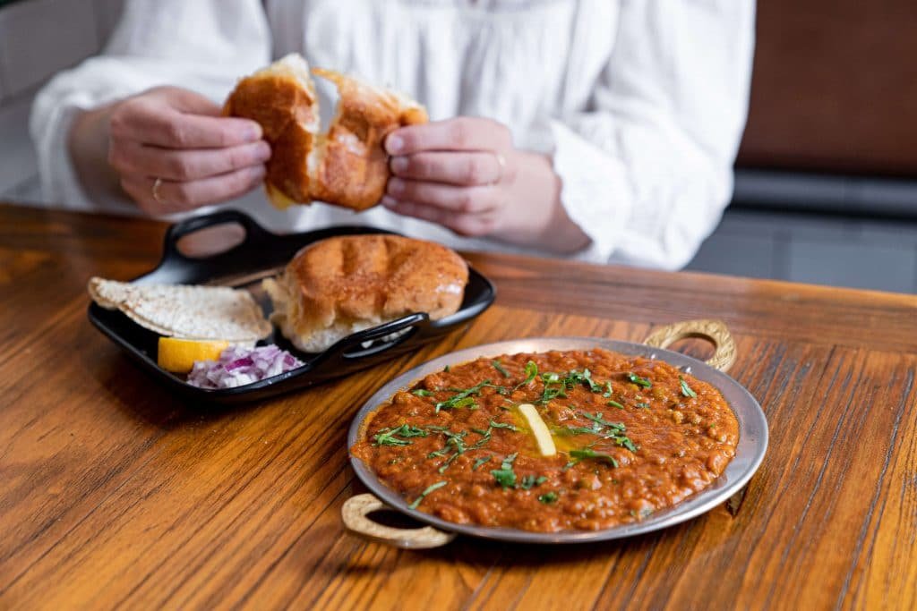 Chatkazz Harris Park Restaurant pav bhaji with buttered pav rolls