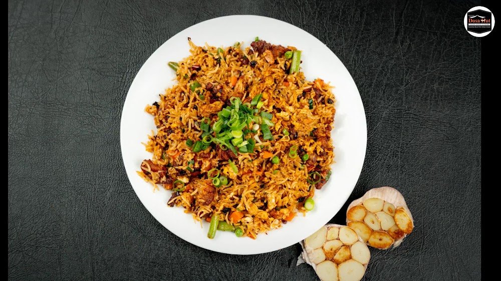 Dosa Hut Harris Park schezwan fried rice with roasted garlic