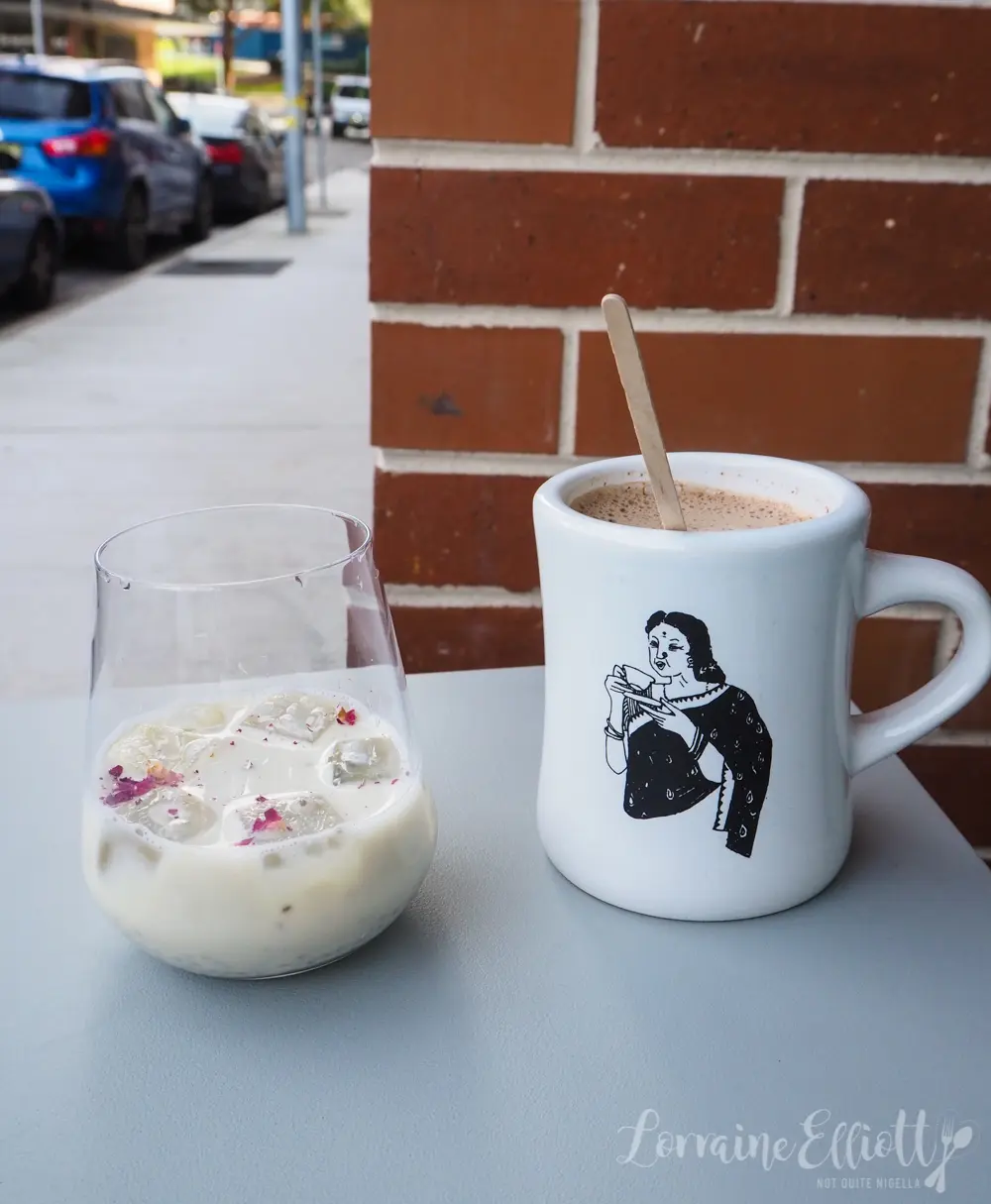 Flyover Fritterie Redfern ginger cardamom chai in a terracotta cup