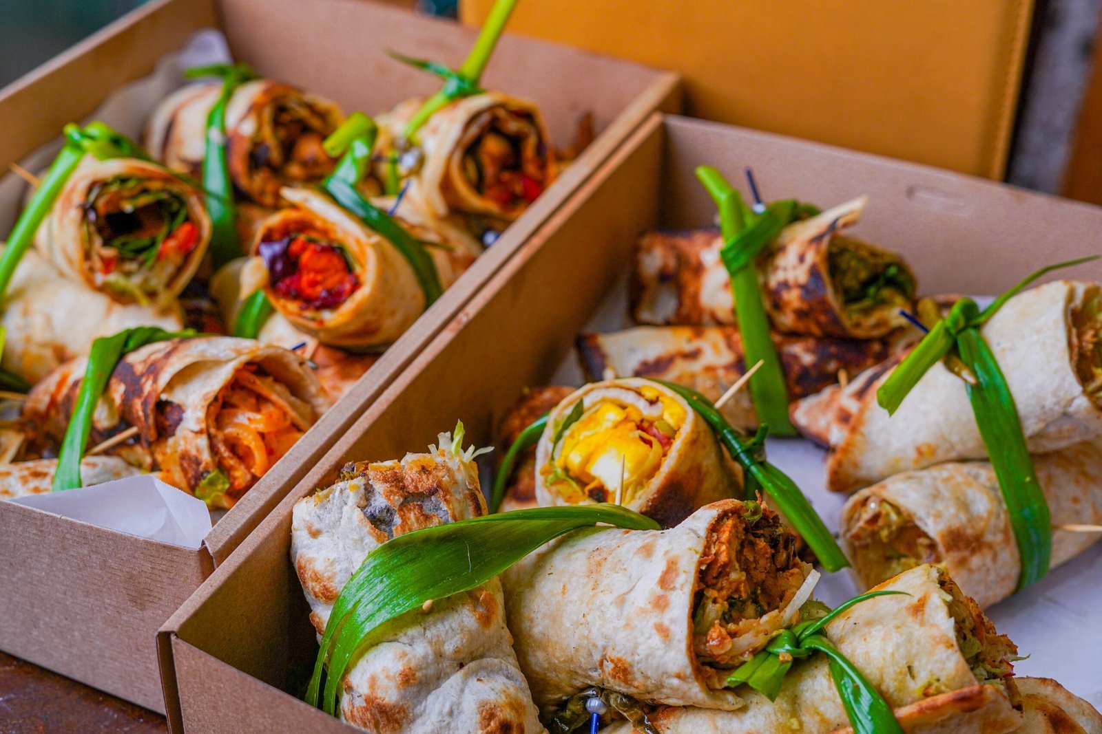The Grand Palace Indian catering wrap platter packed in boxes for Sydney office catering