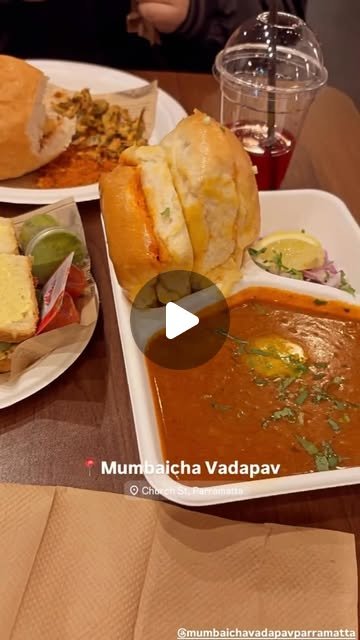 Mumbaicha Vadapav Parramatta pav bhaji with pav and lemon