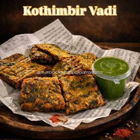 Mumbaicha Vadapav Parramatta kothimbir vadi with green chutney
