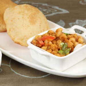 Radhe Chatpata House chole bhature with lime and onion