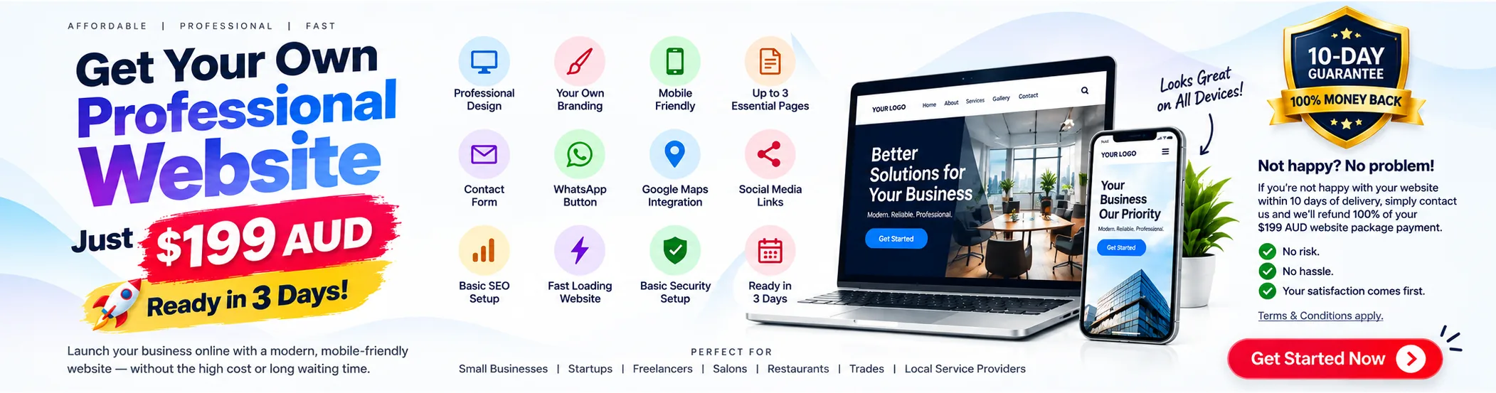 Get your own professional website for just $199 AUD — ready in 3 days